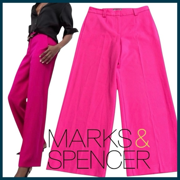 Marks & Spencer Pants - Marks and Spencer M&S Collection Pink Wide Leg Pant (10)